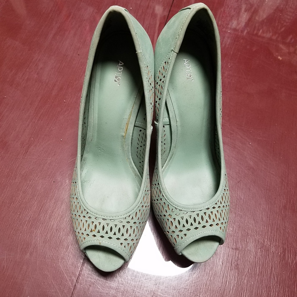 Mint Peep Toe Heels